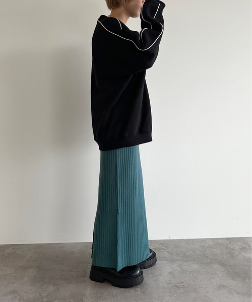 apres jour mignon(アプレジュールミニョン)の「リブニットスカート【ZOZOTOWN限定アイテム】(スカート・レディース・グレイッシュベージュ/ブラック/レッド/ブルー/チャコールグレー/ダークブラウン/アイボリー・MEDIUM/X-LARGE/SMALL)」の11枚目の写真