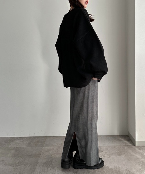 apres jour mignon(アプレジュールミニョン)の「リブニットスカート【ZOZOTOWN限定アイテム】(スカート・レディース・グレイッシュベージュ/ブラック/レッド/ブルー/チャコールグレー/ダークブラウン/アイボリー・MEDIUM/X-LARGE/SMALL)」の19枚目の写真