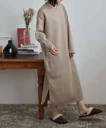 aity（アイティ）の「裏起毛 Vネック ロング ワンピース ルームウェア 部屋着（ルームウェア/パジャマ）」