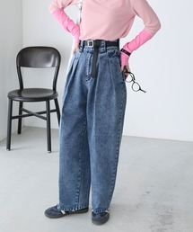 センタープレス2タックデニムスラックス