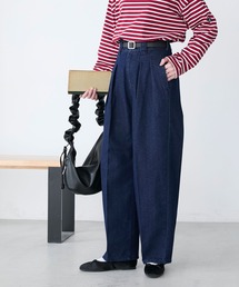 センタープレス2タックデニムスラックス