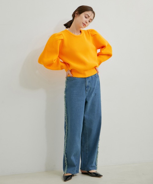 LE CERCLE par rope'（ルセルクルパーロペ）の「ボリュームクロップドプルオーバー（ニット/セーター・レディース・ネイビー/ターコイズブルー/イエロー/ベージュ・FREE）」の9枚目の写真