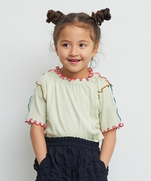 HOGAN RANCH WEAR(ホーガンランチウエア)の「メローリブハンソデカットソー(80~150cm)(Tシャツ/カットソー・キッズ・チャコール/ラベンダー/ライトグリーン・80/90/100/110/120/130/140/150)」の2枚目の写真