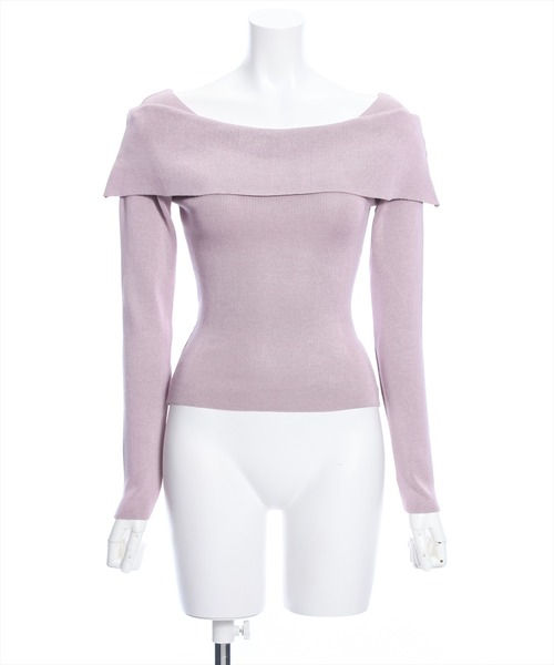 clear(クリア)の「オフショルデザイン長袖ニットトップス≪2024SS新作≫(ニット/セーター・レディース・ピンク/ブラック/オフホワイト・F)」の4枚目の写真