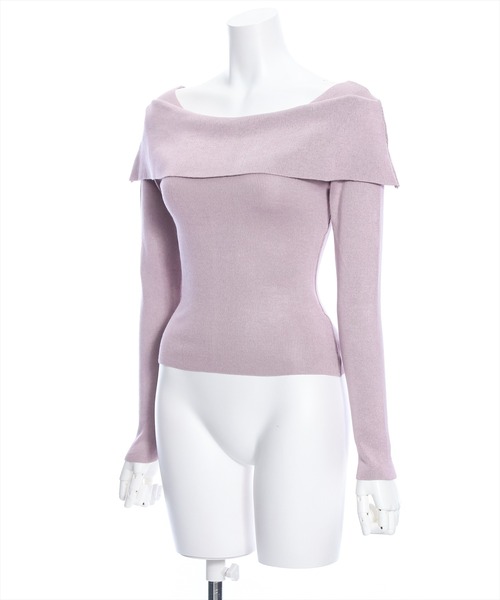clear(クリア)の「オフショルデザイン長袖ニットトップス≪2024SS新作≫(ニット/セーター・レディース・ピンク/ブラック/オフホワイト・F)」の5枚目の写真