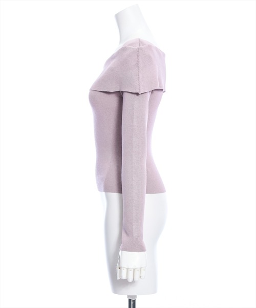 clear(クリア)の「オフショルデザイン長袖ニットトップス≪2024SS新作≫(ニット/セーター・レディース・ピンク/ブラック/オフホワイト・F)」の6枚目の写真