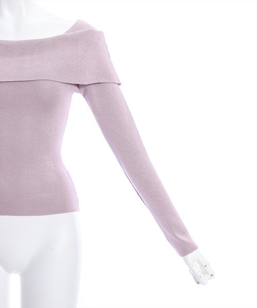 clear(クリア)の「オフショルデザイン長袖ニットトップス≪2024SS新作≫(ニット/セーター・レディース・ピンク/ブラック/オフホワイト・F)」の8枚目の写真