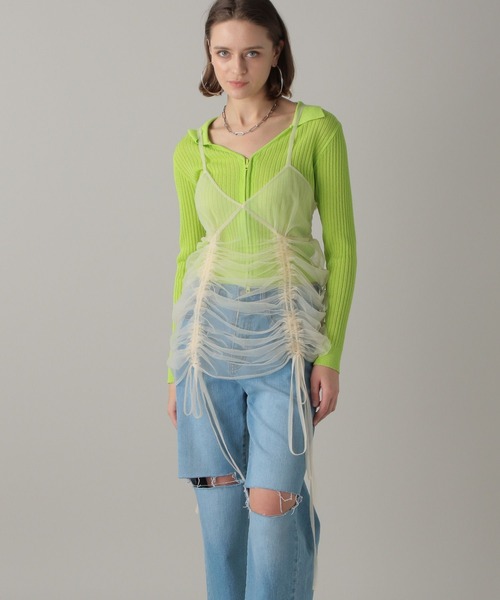 FOREVER 21（フォーエバー トゥエンティーワン）の「【2024SS】2WAYチュールキャミワンピース（ワンピース・レディース・グレー/ターコイズブルー/アイボリー/ブラック・FREE）」の12枚目の写真