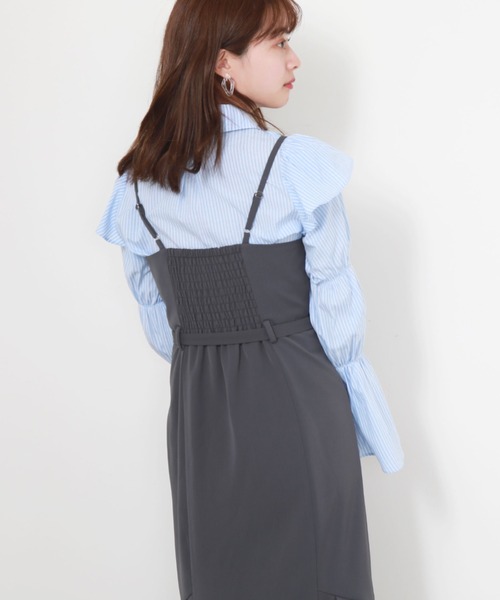 Cheek(チーク)の「サイドプリーツキャミワンピース(ワンピース・レディース・チャコールグレー/ブラック/モカ・MEDIUM)」の9枚目の写真