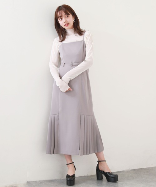 Cheek(チーク)の「サイドプリーツキャミワンピース(ワンピース・レディース・チャコールグレー/ブラック/モカ・MEDIUM)」の10枚目の写真