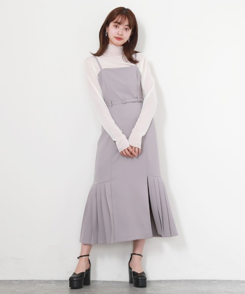 Cheek(チーク)の「サイドプリーツキャミワンピース(ワンピース・レディース・チャコールグレー/ブラック/モカ・MEDIUM)」の11枚目の写真