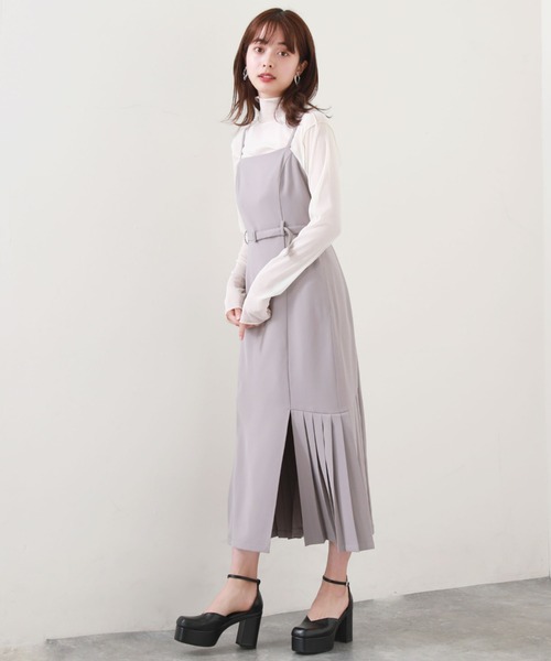 Cheek(チーク)の「サイドプリーツキャミワンピース(ワンピース・レディース・チャコールグレー/ブラック/モカ・MEDIUM)」の12枚目の写真