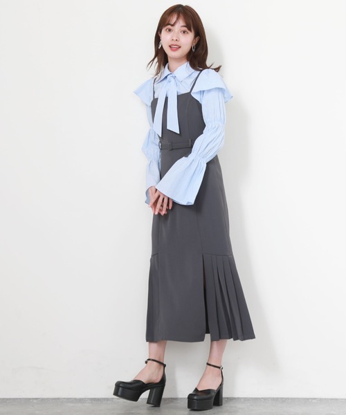 Cheek(チーク)の「サイドプリーツキャミワンピース(ワンピース・レディース・チャコールグレー/ブラック/モカ・MEDIUM)」の19枚目の写真