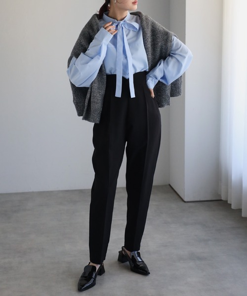 Bonjour Sagan(ボンジュールサガン)の「ハイウエストテーパードパンツ(その他パンツ・レディース・ライトベージュ/ブラック・FREE)」の5枚目の写真