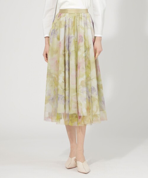 セール】【EPOCA STORIA】 チュールフラワープリント ギャザースカート  