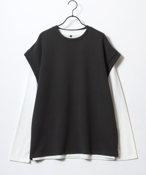 SITRY(シトリー)の「3WAY Cut Vest & Long Sleeve T-shirt/エンボスジャガードベスト & 長袖Tシャツ ロンT(ベスト・メンズ・グレイッシュベージュ/ブラック/ダークグレー・LL/L/M)」の3枚目の写真