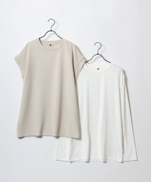 SITRY(シトリー)の「3WAY Cut Vest & Long Sleeve T-shirt/エンボスジャガードベスト & 長袖Tシャツ ロンT(ベスト・メンズ・グレイッシュベージュ/ブラック/ダークグレー・LL/L/M)」の6枚目の写真