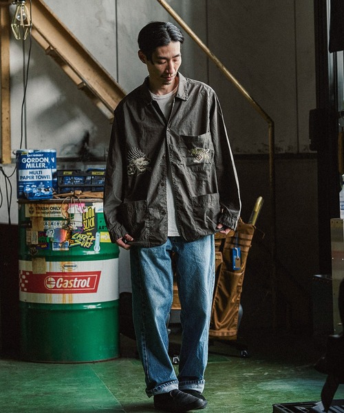 REMI RELIEF（レミレリーフ）の「REMI RELIEF別注 GORDON MILLER（ゴードンミラー） カバーオール シャツ（カバーオール・メンズ・カーキ/チャコールグレー・L/M）」の12枚目の写真