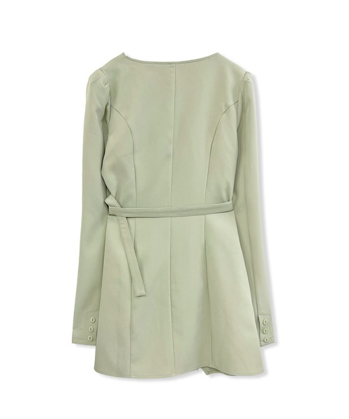 ANDGEEBEE（アンジービー）の「ジャケットプリーツワンピ（ワンピース・レディース・チャコールグレー/ミント・FREE）」の8枚目の写真