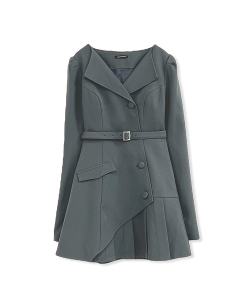 ANDGEEBEE（アンジービー）の「ジャケットプリーツワンピ（ワンピース・レディース・チャコールグレー/ミント・FREE）」の12枚目の写真