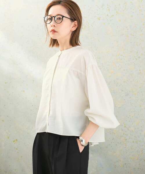 URBAN RESEARCH ROSSO WOMEN（アーバンリサーチ　ロッソ）の「UVカットギャザーボリュームシャツブラウス（シャツ/ブラウス・レディース・オレンジ/オフホワイト/ブラウン系その他・FREE）」の5枚目の写真