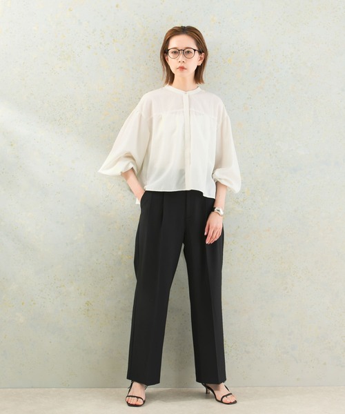 URBAN RESEARCH ROSSO WOMEN（アーバンリサーチ　ロッソ）の「UVカットギャザーボリュームシャツブラウス（シャツ/ブラウス・レディース・オレンジ/オフホワイト/ブラウン系その他・FREE）」の6枚目の写真