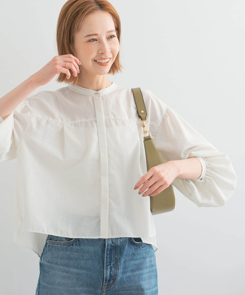 URBAN RESEARCH ROSSO WOMEN（アーバンリサーチ　ロッソ）の「UVカットギャザーボリュームシャツブラウス（シャツ/ブラウス・レディース・オレンジ/オフホワイト/ブラウン系その他・FREE）」の7枚目の写真