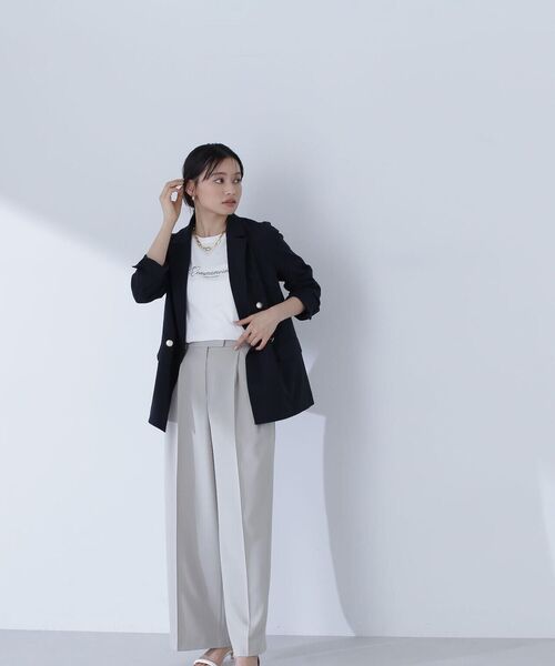 NATURAL BEAUTY BASIC(ナチュラルビューティーベーシック)の「◇【Oggi掲載】リネンライクボクシーダブルジャケット(テーラードジャケット・レディース・ベージュ/ネイビー・SMALL/MEDIUM)」の9枚目の写真