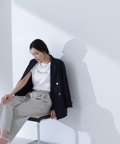 NATURAL BEAUTY BASIC(ナチュラルビューティーベーシック)の「◇【Oggi掲載】リネンライクボクシーダブルジャケット(テーラードジャケット・レディース・ベージュ/ネイビー・SMALL/MEDIUM)」の13枚目の写真