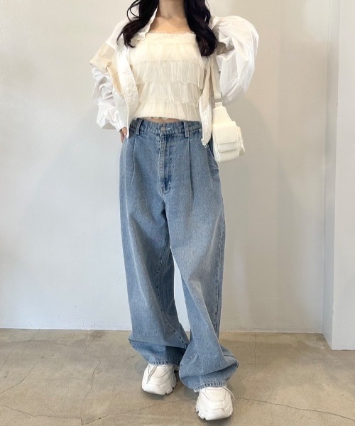 OLIVE des OLIVE(オリーブデオリーブ)の「チュールフリルキャミ 1041060560(キャミソール・レディース・オフホワイト/トップグレー/アイボリー・FREE)」の8枚目の写真