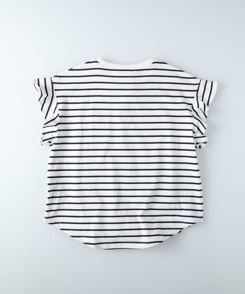 SOMETHING(サムシング)の「SOMETHING(サムシング)エンジェルスリーブTシャツ(Tシャツ/カットソー・レディース・ホワイト×ネイビー・M/L)」の2枚目の写真
