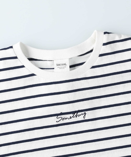 SOMETHING(サムシング)の「SOMETHING(サムシング)エンジェルスリーブTシャツ(Tシャツ/カットソー・レディース・ホワイト×ネイビー・M/L)」の3枚目の写真