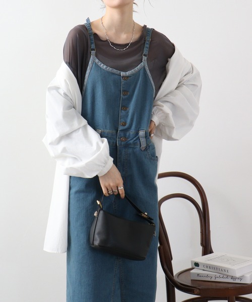 atONE(アットワン)の「atONE デニムマキシ丈スカートサロペット(サロペット/オーバーオール・レディース・ブルー/ネイビー・LL/3L/4L/L/M)」の10枚目の写真