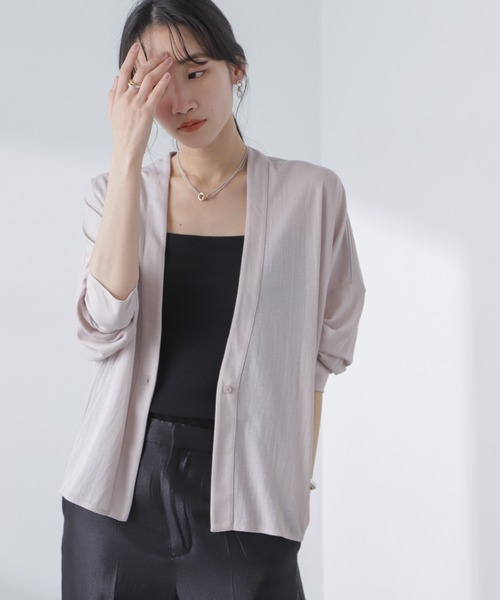 NANO universe（ナノユニバース）の「シアーカットシャツカーディガン（カーディガン/ボレロ・レディース・ホワイト/ブラック/グレー系その他4・FREE）」の3枚目の写真