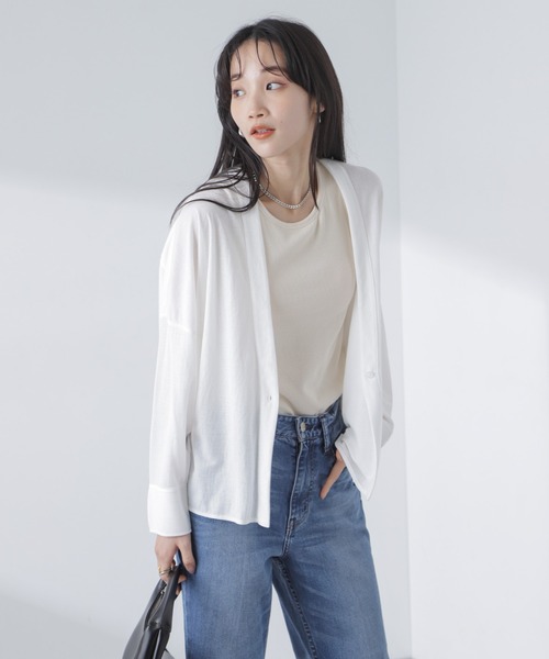 NANO universe（ナノユニバース）の「シアーカットシャツカーディガン（カーディガン/ボレロ・レディース・ホワイト/ブラック/グレー系その他4・FREE）」の4枚目の写真