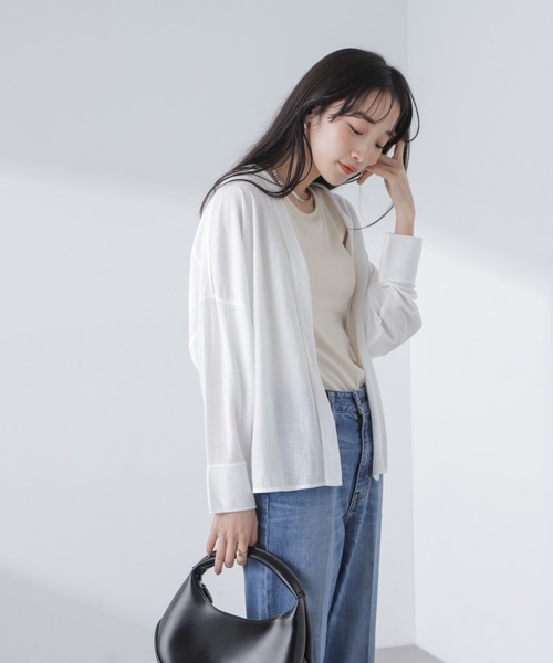 NANO universe（ナノユニバース）の「シアーカットシャツカーディガン（カーディガン/ボレロ・レディース・ホワイト/ブラック/グレー系その他4・FREE）」の5枚目の写真