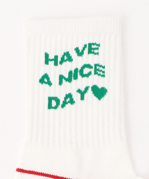 Purple&Yellow（パープルアンドイエロー）の「"ＨＡＶＥ Ａ ＮＩＣＥ ＤＡＹ" ショートソックス（ソックス/靴下・メンズ・ホワイト/ブラック・25-27CM）」の3枚目の写真