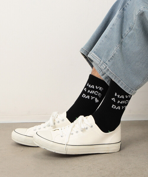 Purple&Yellow（パープルアンドイエロー）の「"ＨＡＶＥ Ａ ＮＩＣＥ ＤＡＹ" ショートソックス（ソックス/靴下・メンズ・ホワイト/ブラック・25-27CM）」の10枚目の写真