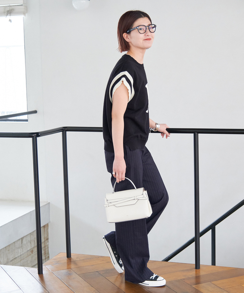 Spick & Span(スピックアンドスパン)の「ロゴジャガード フレンチスリーブニット(ニット/セーター・レディース・ブラック・FREE)」の4枚目の写真