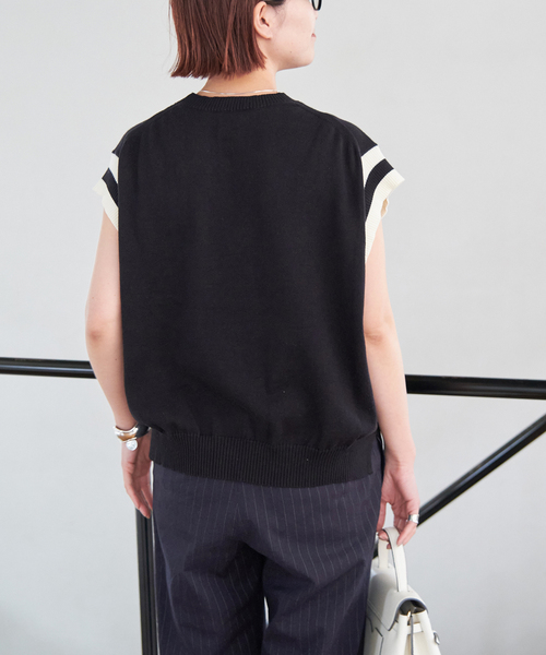 Spick & Span(スピックアンドスパン)の「ロゴジャガード フレンチスリーブニット(ニット/セーター・レディース・ブラック・FREE)」の10枚目の写真