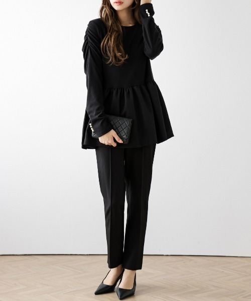 AMELY(エミリー)の「3typeペプラムセットアップ(セットアップ・レディース・ドット/ブラック系その他/ブラック・M/L)」の4枚目の写真