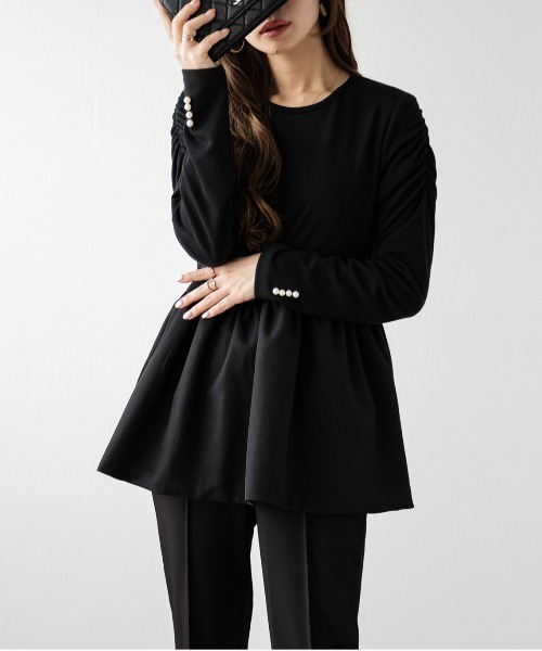 AMELY(エミリー)の「3typeペプラムセットアップ(セットアップ・レディース・ドット/ブラック系その他/ブラック・M/L)」の7枚目の写真