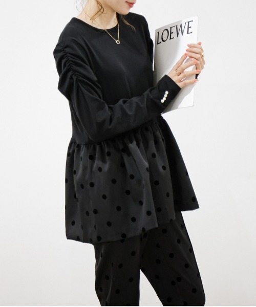 AMELY(エミリー)の「3typeペプラムセットアップ(セットアップ・レディース・ドット/ブラック系その他/ブラック・M/L)」の14枚目の写真