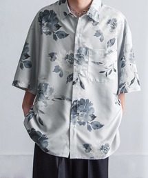 NILWAY | オーバーサイズ花柄ドレープ半袖シャツ/オーバーサイズデザインレギュラーカラーシャツ(シャツ/ブラウス)