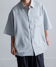 オーバーサイズ花柄ドレープ 半袖 シャツ/オーバーサイズ フラワーデザインレギュラーカラーシャツ 柄シャツ