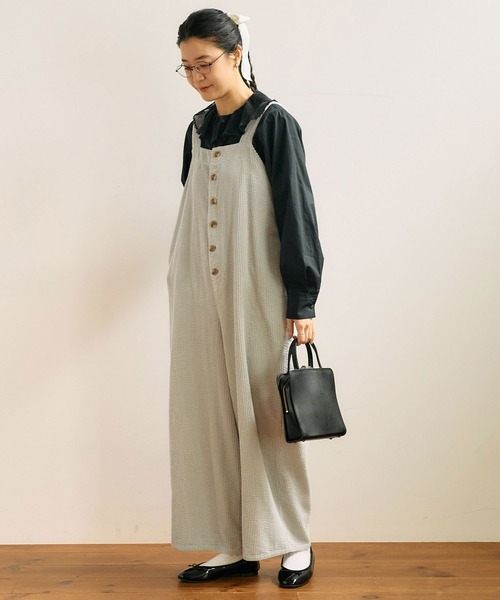 fig Ｌondon（フィグロンドン）の「●puff corduroy salopette（サロペット/オーバーオール・レディース・サックスブルー/チャコールグレー・FREE）」の5枚目の写真