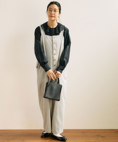 fig Ｌondon（フィグロンドン）の「●puff corduroy salopette（サロペット/オーバーオール・レディース・サックスブルー/チャコールグレー・FREE）」の11枚目の写真