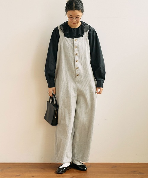 fig Ｌondon（フィグロンドン）の「●puff corduroy salopette（サロペット/オーバーオール・レディース・サックスブルー/チャコールグレー・FREE）」の12枚目の写真