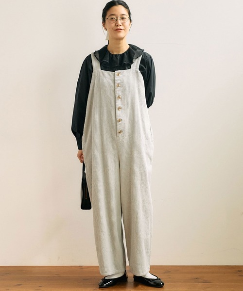 fig Ｌondon（フィグロンドン）の「●puff corduroy salopette（サロペット/オーバーオール・レディース・サックスブルー/チャコールグレー・FREE）」の21枚目の写真