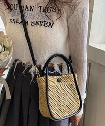 【resonance】インポーチ付き　ストローバッグ　マルチウェイ　ショルダーバッグ　ハンドバッグ　浴衣